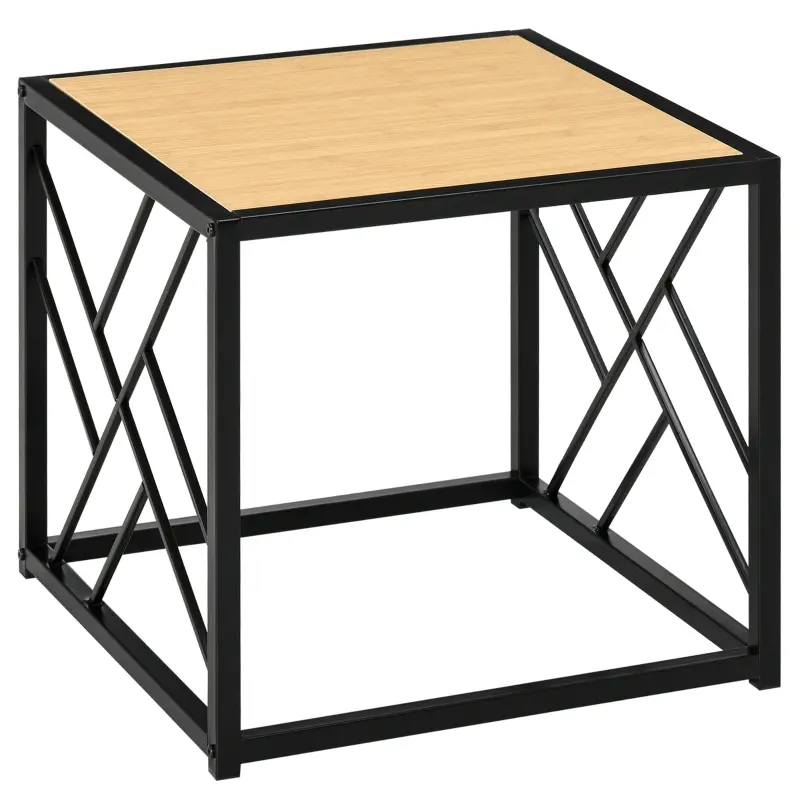 HOMCOM Modern End Table, Accent Side Table with Metal Frame for Living Room, Black