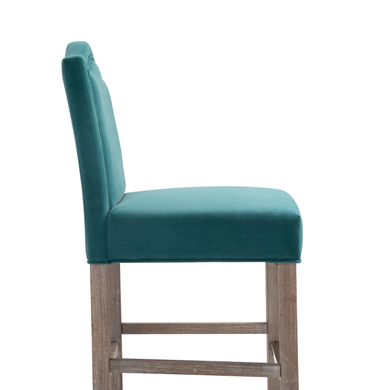 HOMCOM 2 Pieces Bar Chairs Modern Style Solid Square Frame with/ Footrest for Homeuse