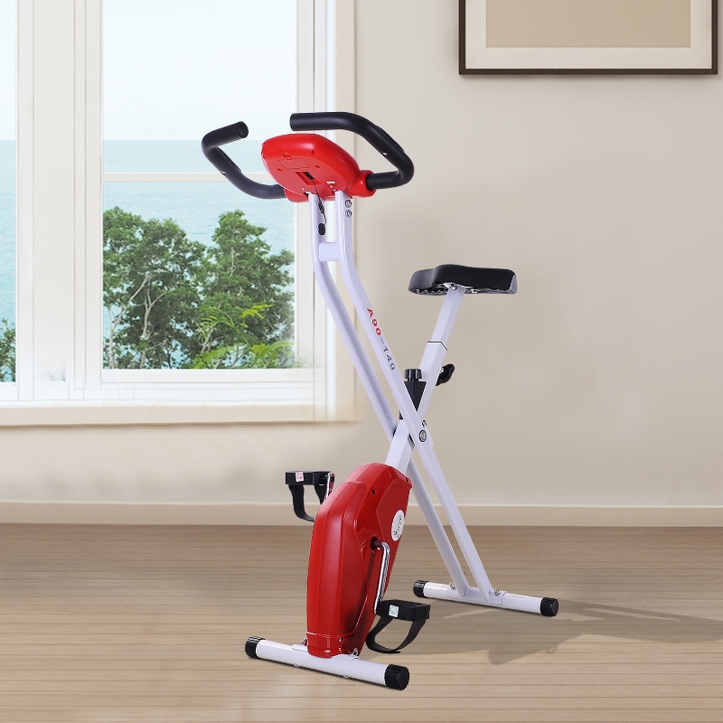 Soozier Foldable Exercise Bike w/ LCD Monitor Pulse Strength