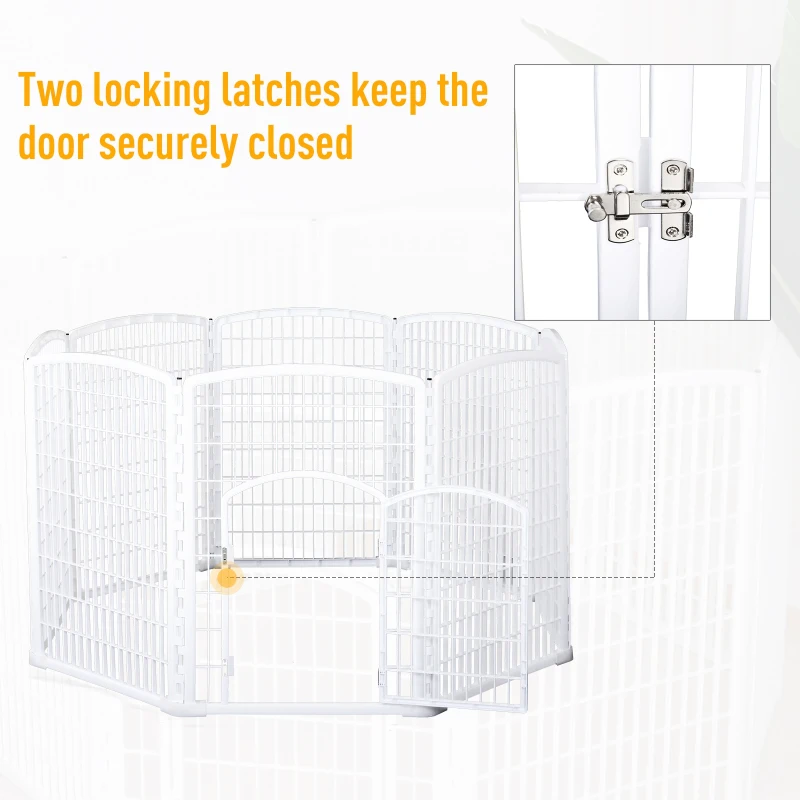 PawHut 8 Panel Dog Playpen Octagon Plastic Pet Crate Kennel Small Animals Portable Indoor White