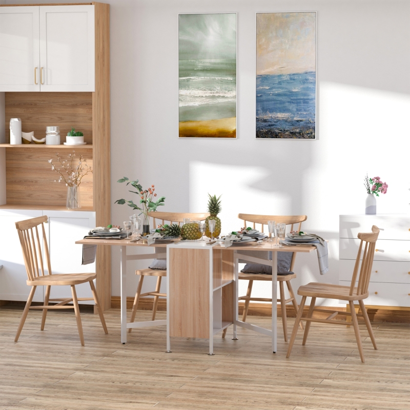 Homcom Folding Storage Table Hideaway Shelves Space Saving Oak Dining Multi Use Drop Leaf Study Laptop Desk Aosom Canada Homcom Folding Storage Table Hideaway, Hideaway Dining Table