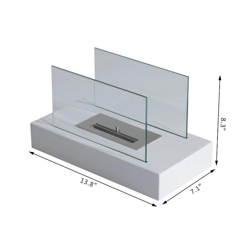 HOMCOM Ventless Tabletop Bio Ethanol Fireplace Portable Firebox Heater Burner Indoor(White)