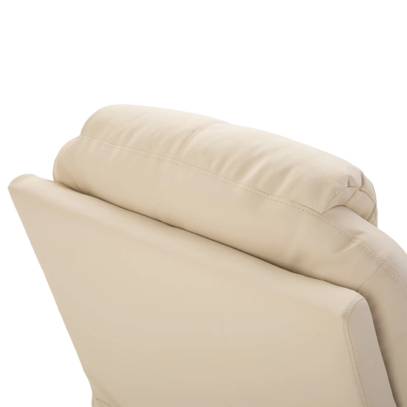 HOMCOM PU Leather Massing Recliner with 8-Point Vibration, Cup Holders, Manual Pull Handle and 360 Swivel, Beige