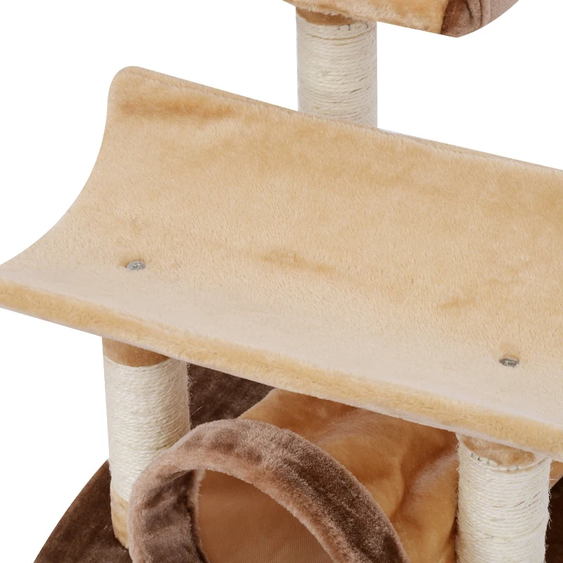 PawHut 29" Cat Tree Scratcher Post Pet Furniture with Tunnel Brown