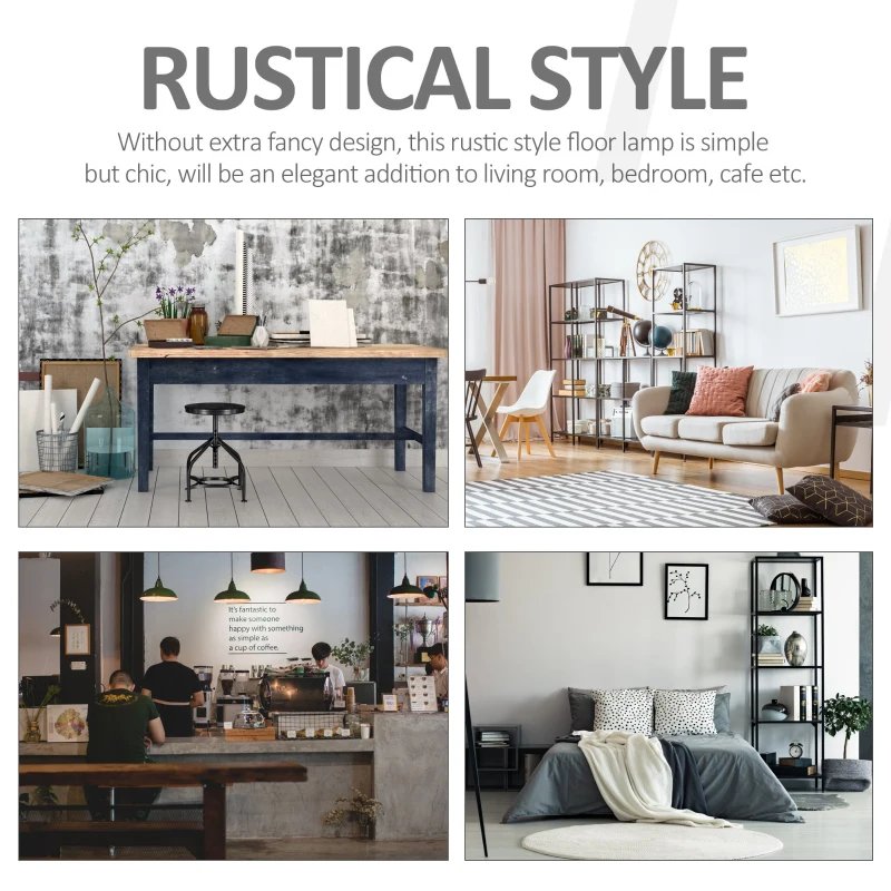 HOMCOM Multifunctional Floor Lamp with Shelf Height Adjustable Standing Lamp, Wood, and Beige