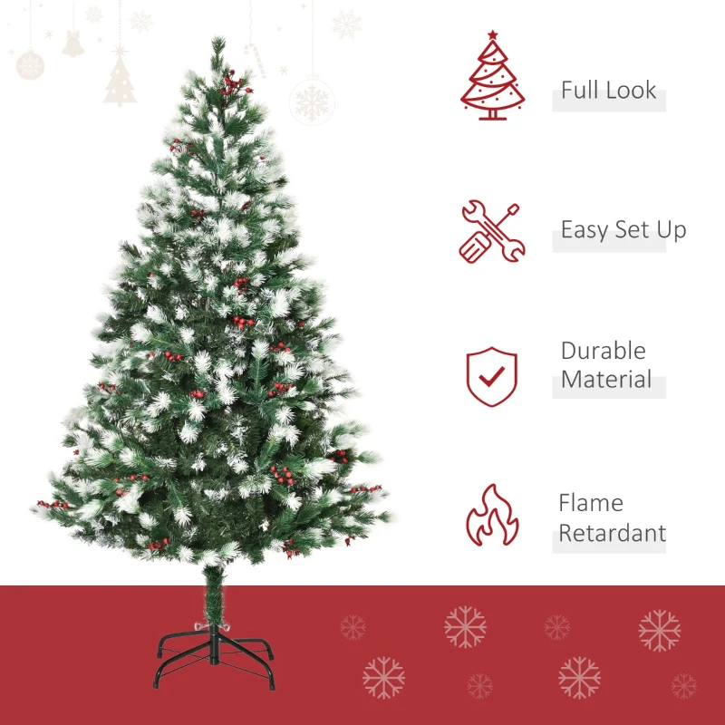 HOMCOM 4.5ft PVC Unlit Artificial Christmas Tree with 400 Tips and Foldable Metal Stand Green
