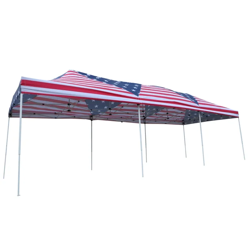 Outsunny 29' x 10' Pop Up Canopy Party Wedding Event Tent with Carrying Case - American Flag