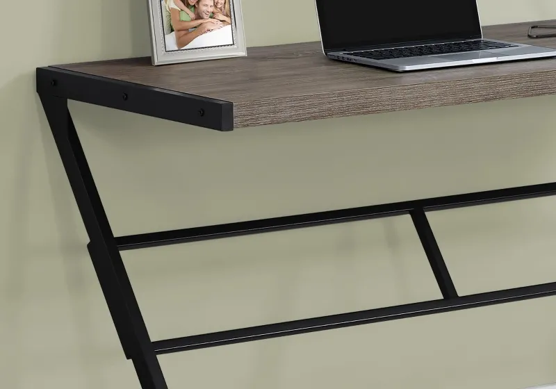 Monarch 48" Contemporary Z-Shaped Wood-look Top Computer Writing Desk - Dark Taupe / Black