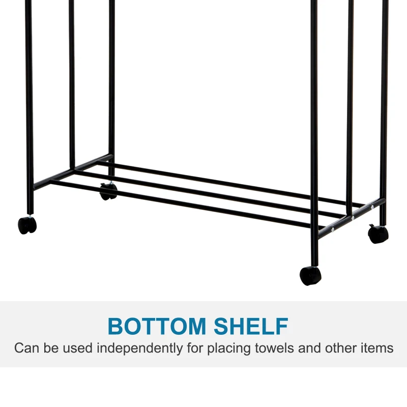 HOMCOM 4-Bag Rolling Laundry Sorter Cart Heavy Duty with Hanging Bar Large Washing Bag and Wheels Laundry Storage Black