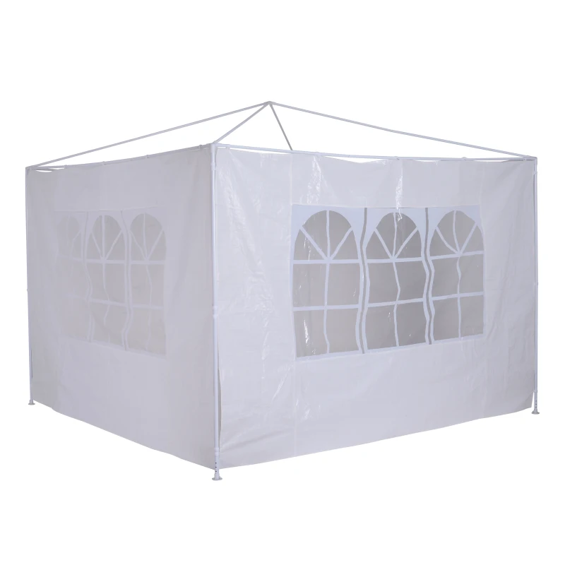 Outsunny 2pc 9.6'L x 6.3'H Canopy Gazebo Side Panel Party Tent Outdoor Shelter Side Panel Wall with Straps White