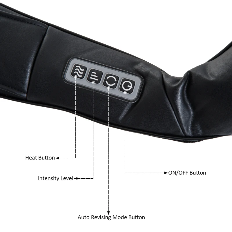 HOMCOM Neck and Shoulder Massager 8 Deep Kneading Shiatsu Massager Adjustable Intensity with Heat Black