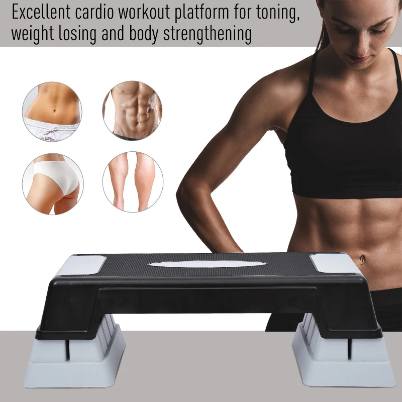 Soozier Aerobic Stepper 3-Level Riser Fitness Cardio Workout Steps 4.7" - 6.7" - 8.7"