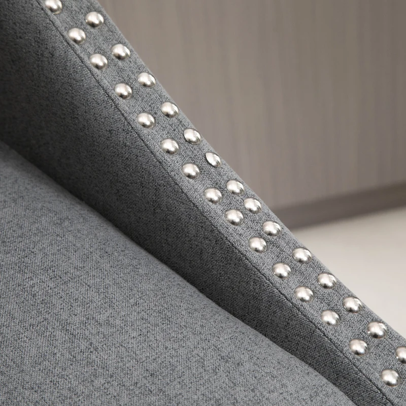 HOMCOM Modern Bar Height Bar Stools Set of 2, 30" Seat Height Bar Chair for Kitchen Living Room with Mid Back, Wood Legs, Nailhead Trim & Tufted Upholstery, Dark Grey