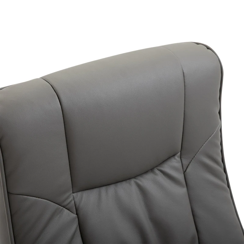 HOMCOM Adjustable Leisure Recliner Chair and Ottoman Set with Swiveling Base, Faux Leather, Grey