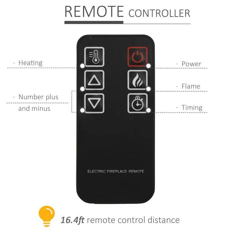 HOMCOM 45.25" W x 36.5" H Electric Fireplace Mantel TV Stand, Media Console Center Cabinet with 2 Cabinets with 2 Adjustable Shelves, and Remote Control, White