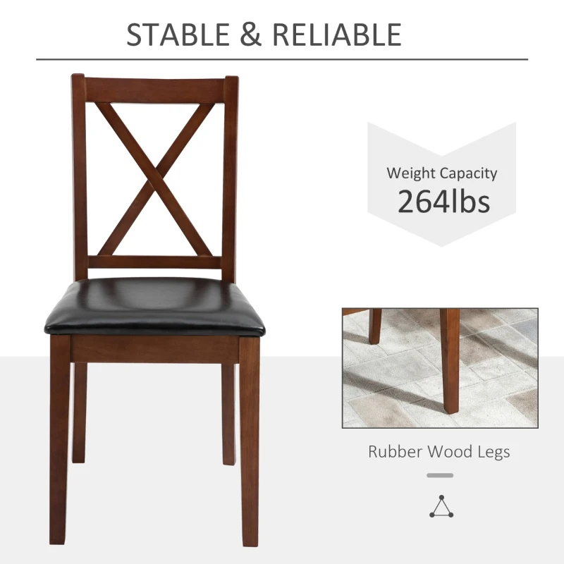 HOMCOM High Back Dining Chairs Set of 2 with PU Leather Upholstry and Cross Back Design, Black