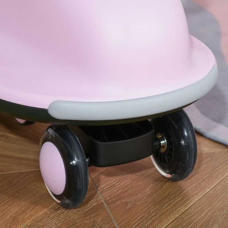 Qaba Ride on Wiggle Car w/LED Flashing Wheels, Swing Car for Toddlers, No Batteries, Gears or Pedals - Twist, Turn, Wiggle Movement to Steer dolphin shaped Pink+Black