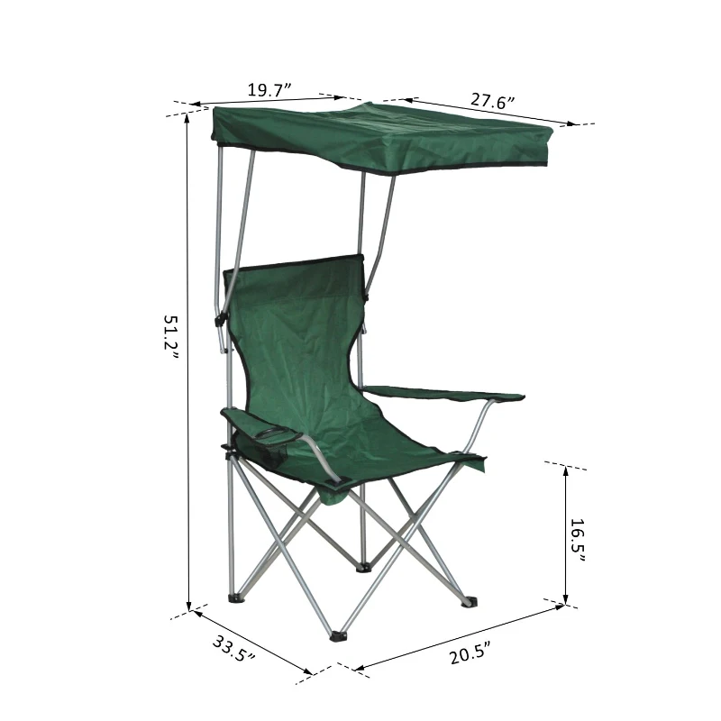 Outsunny Folding Canopy Chair Outdoor Camp Picnic Portable Armchair Sunshade