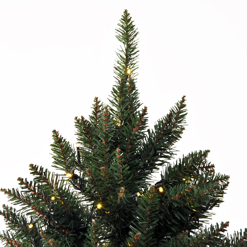 HOMCOM 6.9ft Pre-Lit Artificial Christmas Tree Hinged Spruce Xmas Tree Winter Holiday Decor 700 Lights w/ Stand Seasonal Decoration Green