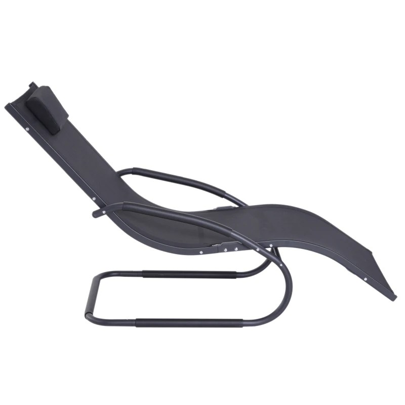 Outsunny Zero-Gravity Rocking Chair Garden Patio Lounger Seat Outdoor Indoor Texteline Recliner Backyard Aluminum Frame Rocker Black