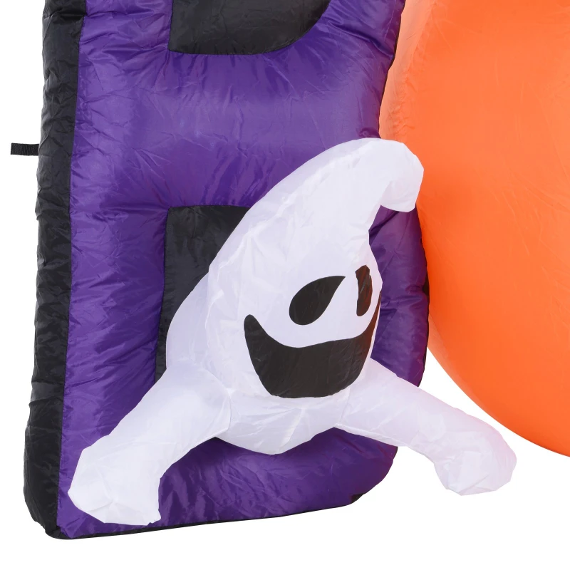 HOMCOM 5.5' Lighted Inflatable Outdoor Halloween Yard Decoration - Boo Black Cat Ghost Pumpkin