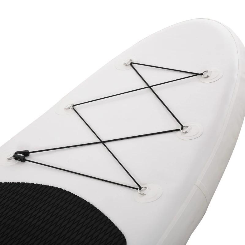 Soozier 10' x 32" x 6" Inflatable Stand Up Paddle Board with ISUP Accessories, Carry Bag, Non-Slip Deck, Adj Paddle, Pump, Leash for Adults Kids, Black and White