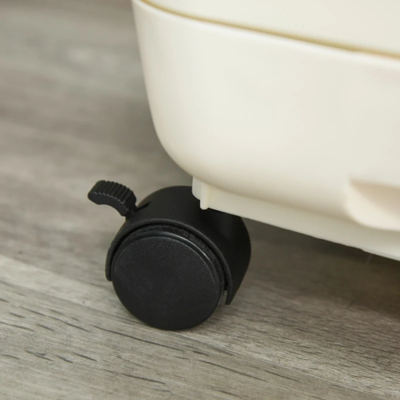 PawHut 2-Level Small Animal Cage Rabbit Hutch with Wheels, Removable Tray, Platform and Ramp for Bunny, Chinchillas, Ferret, White