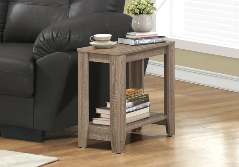 Monarch 22" Transitional Style Rectangular Wood Grain-Look 2-Tier Side Accent End Table - Dark Taupe Finish