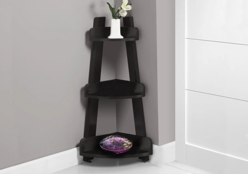 Monarch 34" 3-Tiered Bathroom Corner Etagere Open Storage Shelf - Cappucino