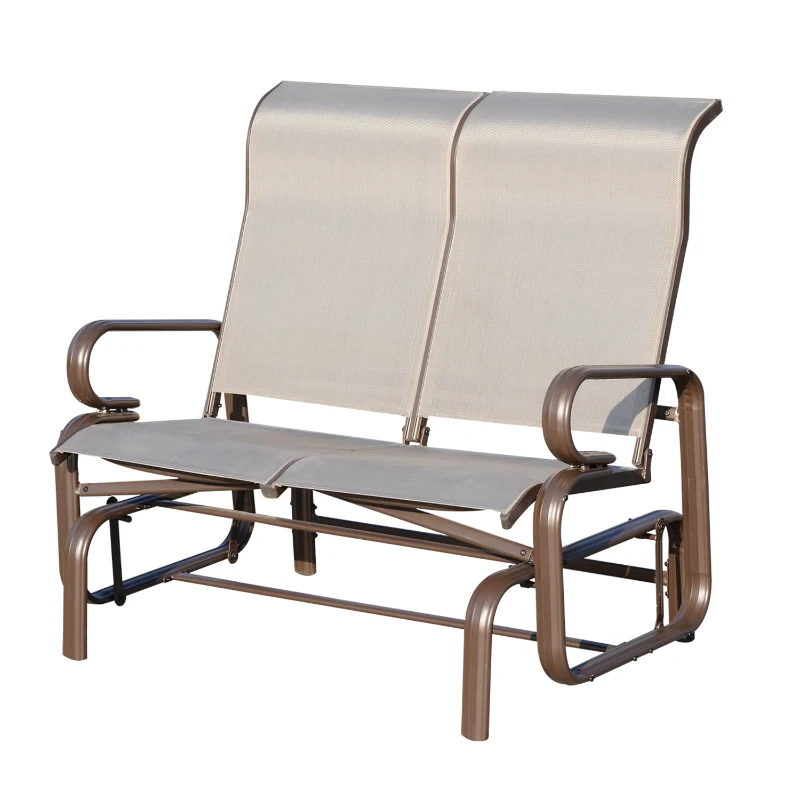 Outsunny Double Seat Glider Garden Bench Rocking Chair Porch Furniture Patio Swing Lounger