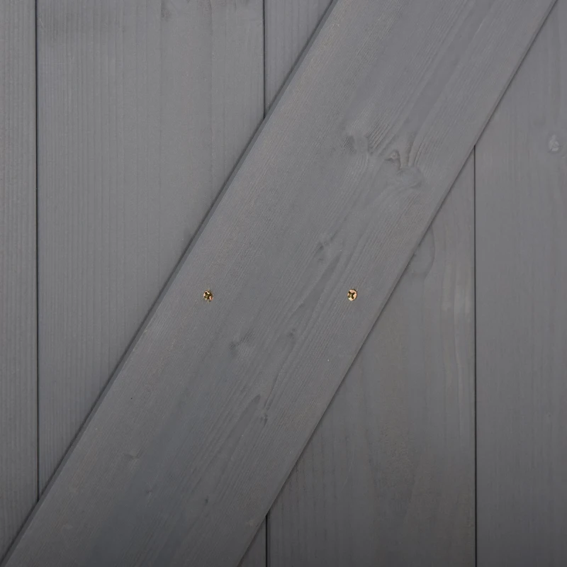 HOMCOM 7' H x 3' W Sturdy Sliding Barn Door, Unfinished Solid Spruce Wood Frame with Pre-Drilled Holes, Grey