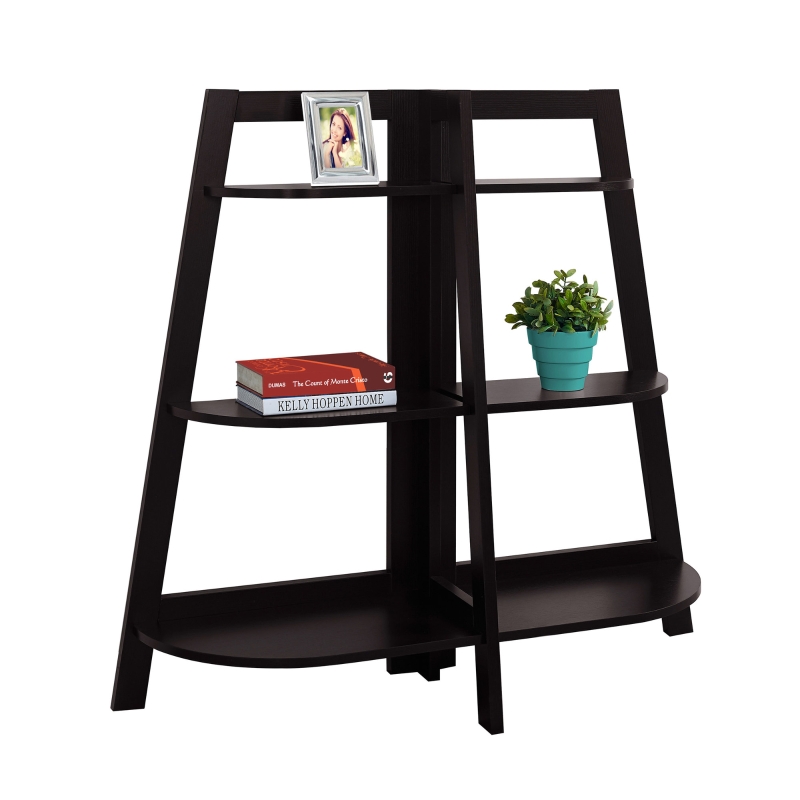 Monarch 48" Wood Grain-Look 3-Tier Accent Display Bookcase - Cappuccino Brown Finish