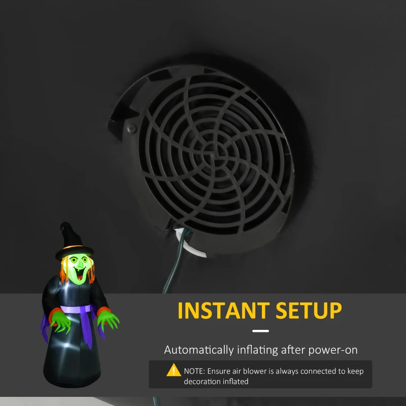 HOMCOM 8.3ft Halloween Inflatable Witch, LED Lighted for Home Indoor Outdoor Garden Lawn Decoration Party Prop, Black