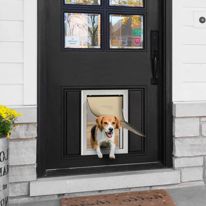PawHut 2 Way Locking Pet Doggie Door,  w/ Magnetic Closure, for Pets up to 110 lbs