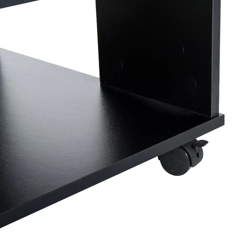 Open Box HomCom 33” Wooden Rolling 5 Shelf Media Center Display Storage Cart - Black