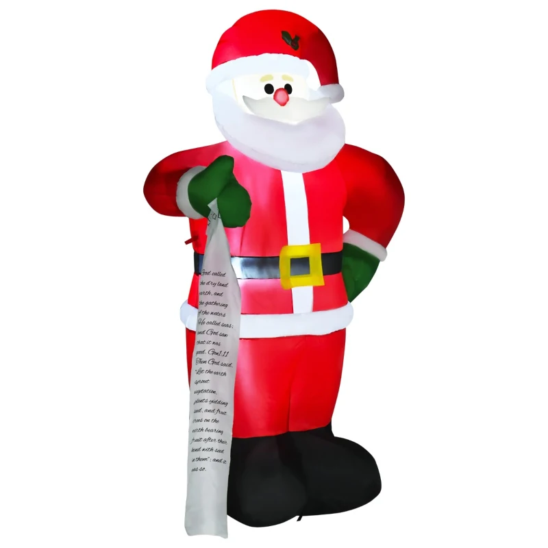 HOMCOM 8ft Christmas Inflatable Santa Claus with Toy List, Outdoor Blow-Up Yard Decoration with LED Lights Display