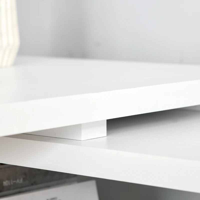 HOMCOM L-Shaped Computer Desk with Large Desktop, 3 Drawers and 5 Total Storage Shelves with Customized Assembly Options, White