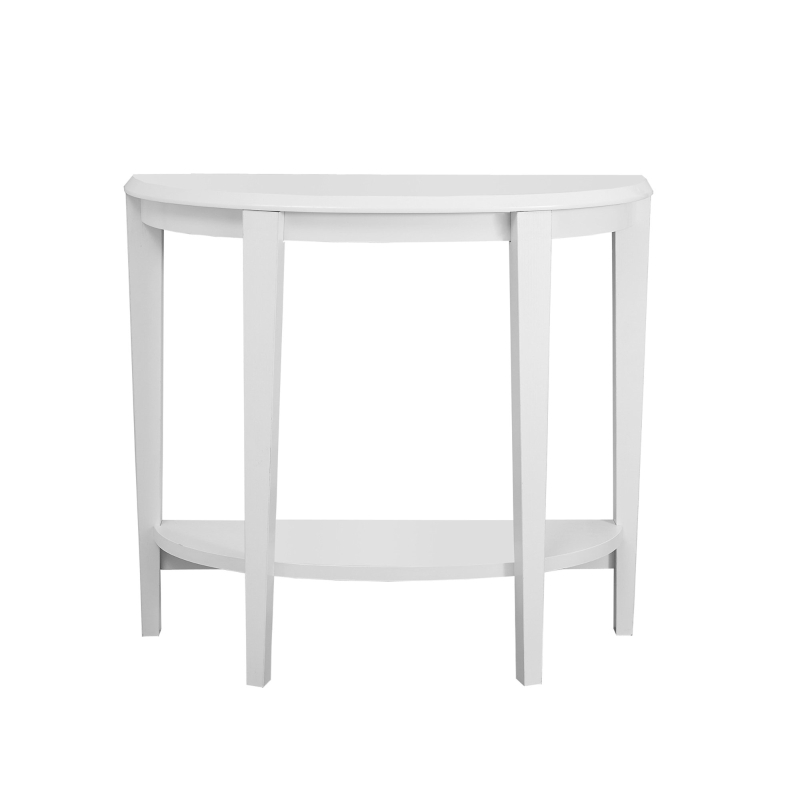 Monarch 36" Transitional Style Half-Moon Shaped 2-Tier Accent Console Table - White Finish