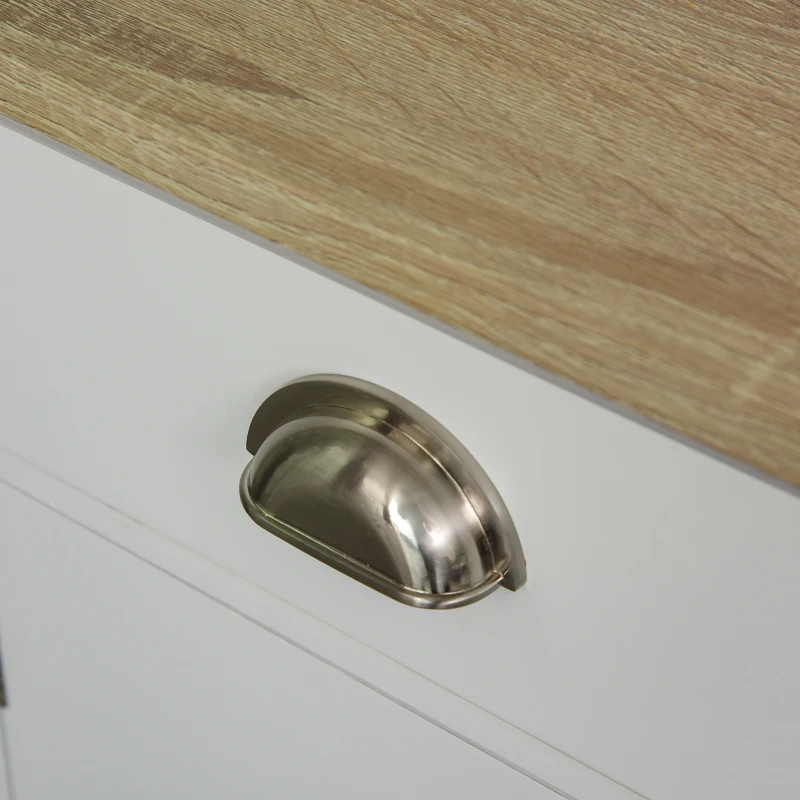 HOMCOM Wooden Storage Sideboard, Buffet Cabinet with Shelf, Wine Rack, 2 Drawers, White/Oak