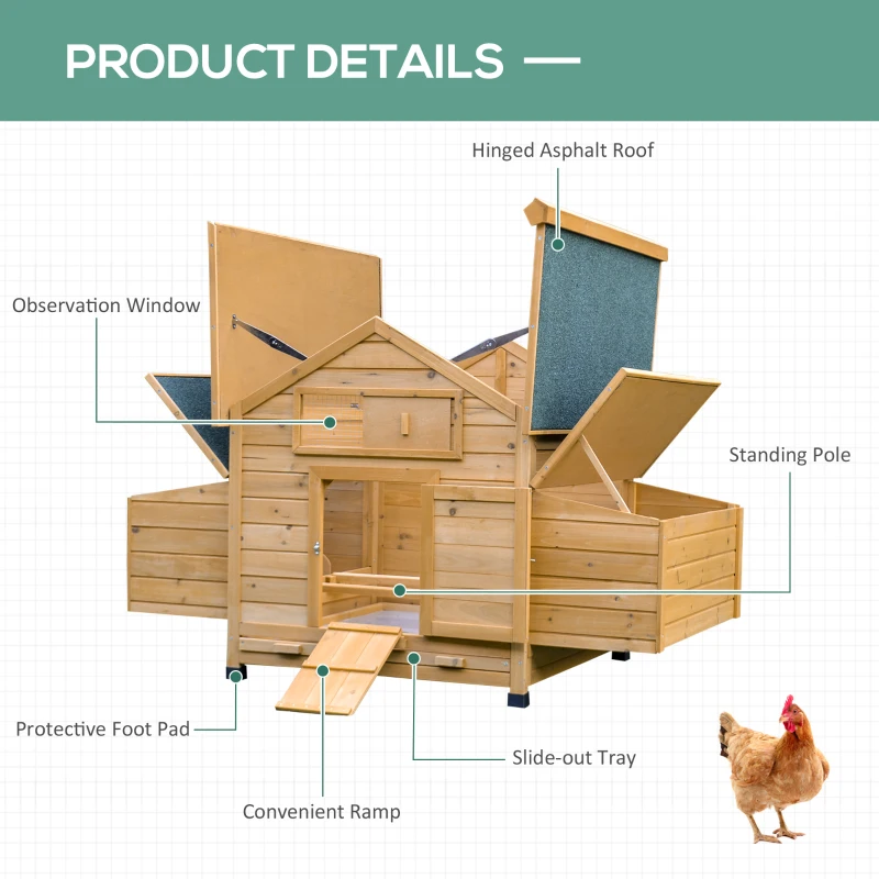 PawHut Wood Chicken Coop Poultry Hen House w/ nesting box Backyard