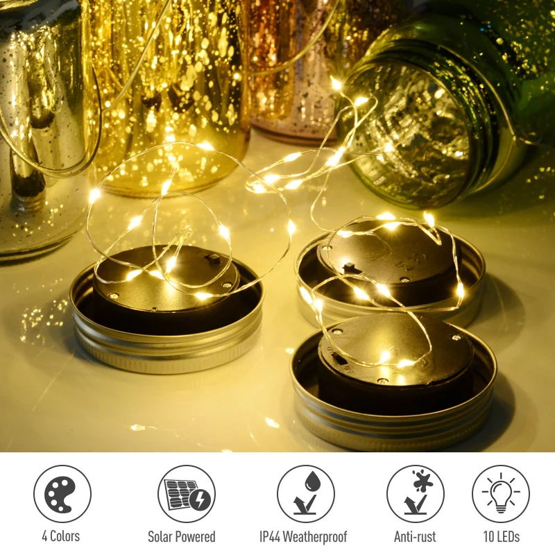 Outsunny 4-Pcs Glass Jar String Light w/ Handle Portable LED Multi Color