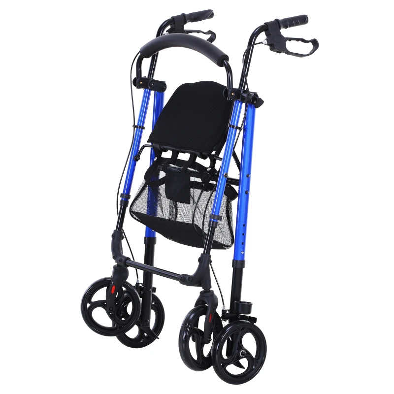 HOMCOM Foldable Medical Rollator Walker With Storage and Seat  Wheelchair