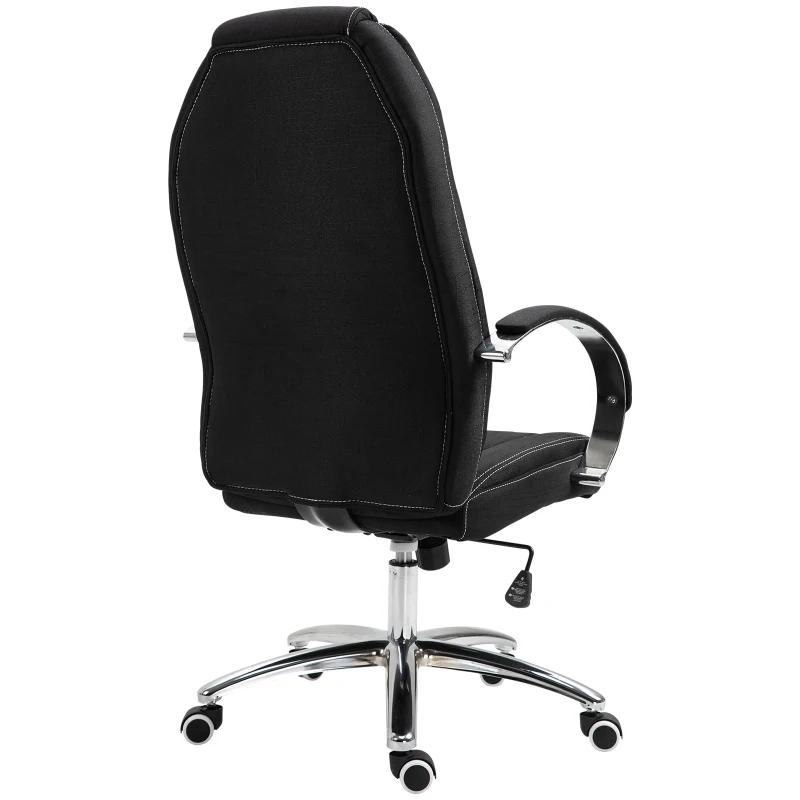 Vinsetto Office Chair Ergonomic Design Linen Surface Foam Padded w/ Adjustable Height & Armrest Black
