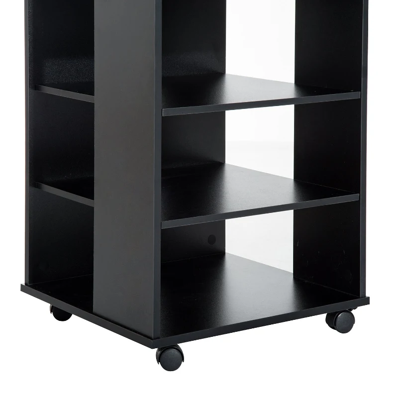 Open Box HomCom 33” Wooden Rolling 5 Shelf Media Center Display Storage Cart - Black