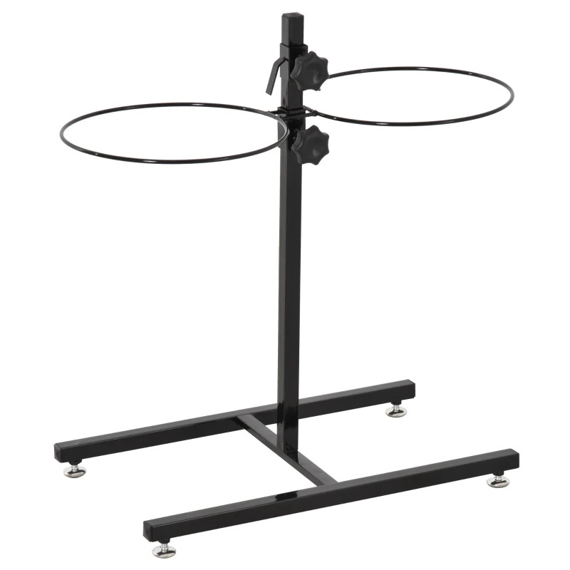 PawHut Adjustable Elevated Dog Bowls, Stainless Steel Dog Double Bowls with H-Base Raised Bowl Stand for Dogs Cats, 22.5"H