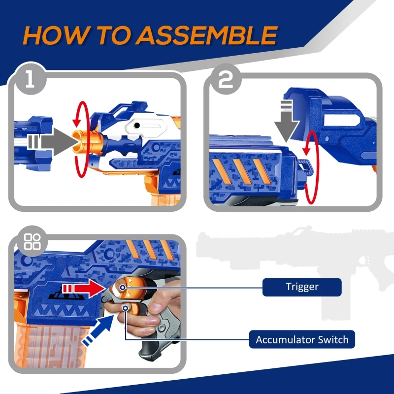Qaba Automatic Soft Bullet Toy Foam Blaster for Foam Darts with 20 EVA Refill Darts and Target Board Game for Boys & Girls 8-12 years old