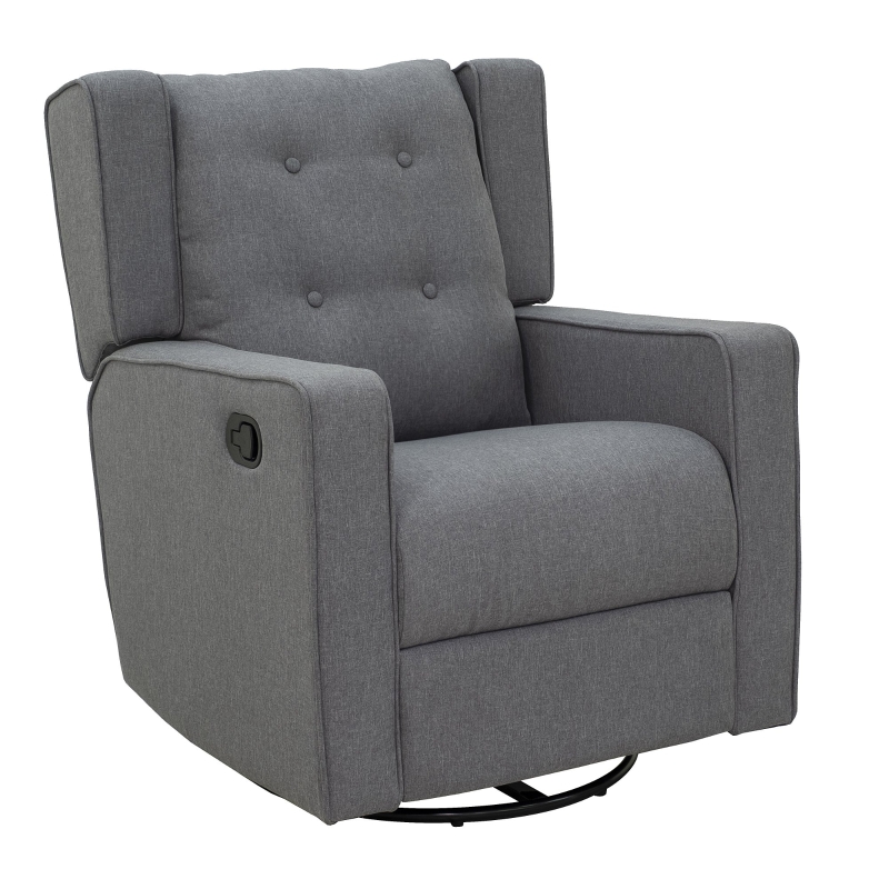HomCom Linen Fabric Swivel Recliner Sofa Chair - Grey