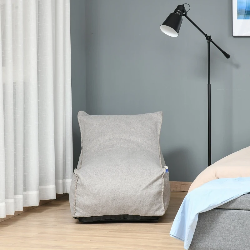 HOMCOM Bean Bag Chair, Stuffed Large Lounger for Indoors, Includes Washable Cover, Side Pockets and Backrest, for Kids and Adults, Grey