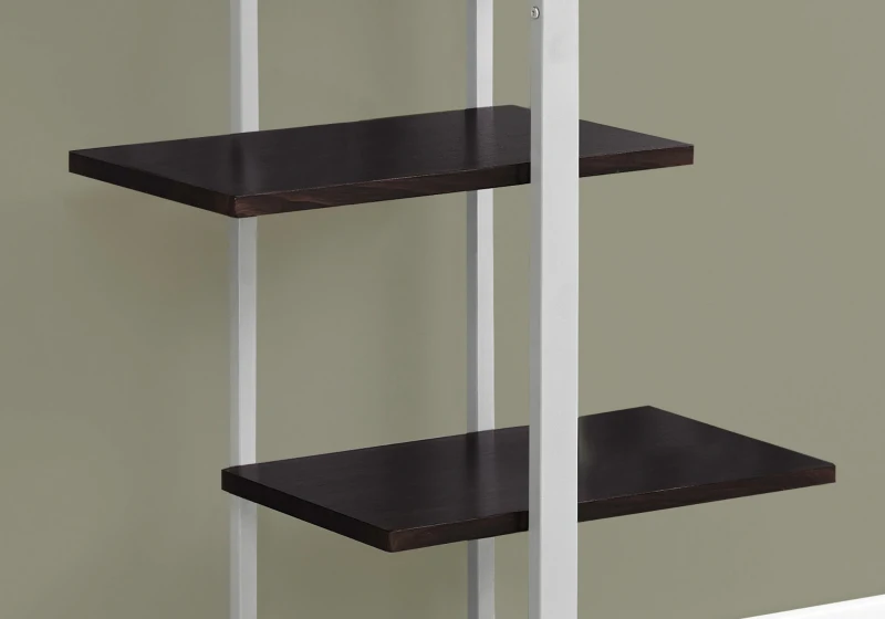 Monarch 60" Contemporary Open Concept Staggered 5 Shelf Bookshelf - Cappuccino / Silver Metal