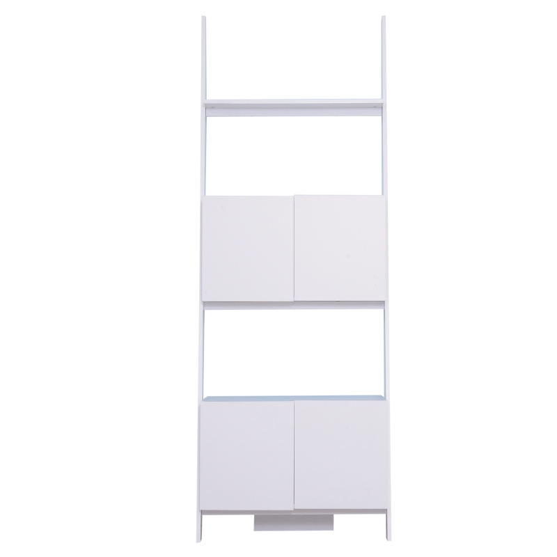 HOMCOM 3 Tier Ladder Shelving Unit 2 Cabinet White